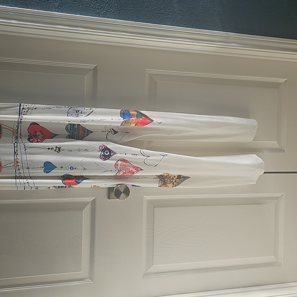 NWOT White Printed Tie Strap Jumpsuit/Overalls Colorful Bird/Heart Design Medium - Picture 7 of 15